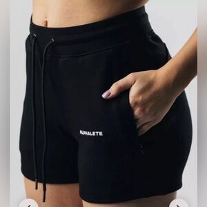 ALPHALETE Essential Core Womens Athletic Sweat Shorts In Black NWT!
